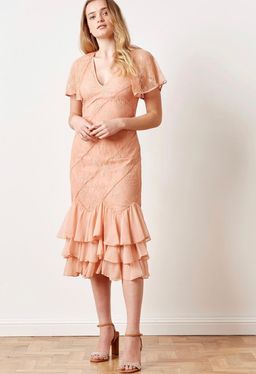 Stevie May peach lace midi dress for rent on The Volte - image 4