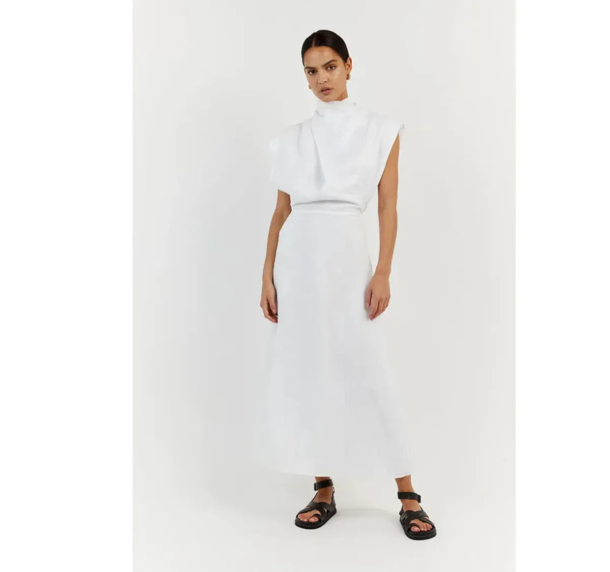 DISSH Alessi Linen Midi Dress White Size AU 8 - Image 1