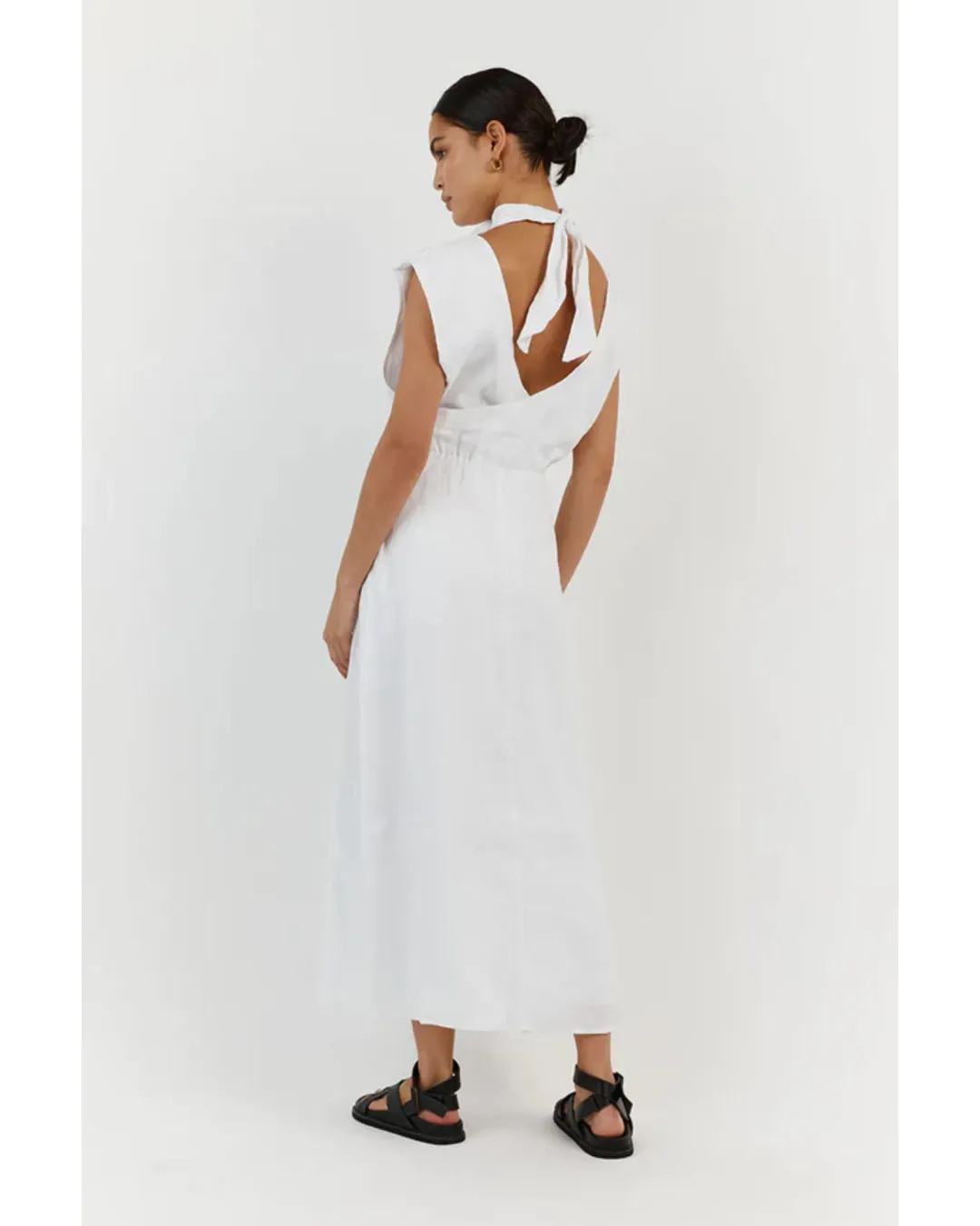 DISSH Alessi Linen Midi Dress White Size AU 8 for rent on The Volte - main image