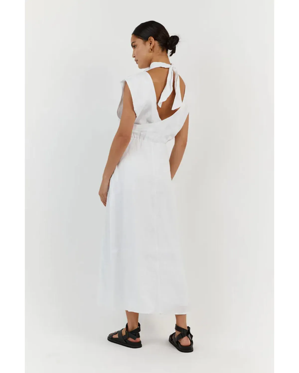 DISSH Alessi Linen Midi Dress White Size AU 8 - Image 3