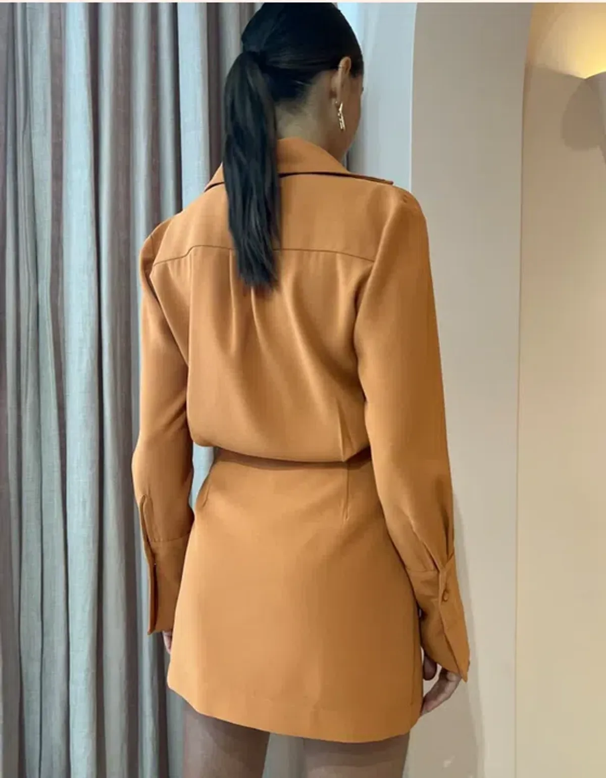 By Johnny Margot Mini Shirt Dress in Clay Size AU 14 - Image 3