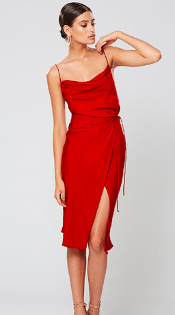 ZETIAN COWL NECK 3/4 DRESS RED winona for rent on The Volte - image 1