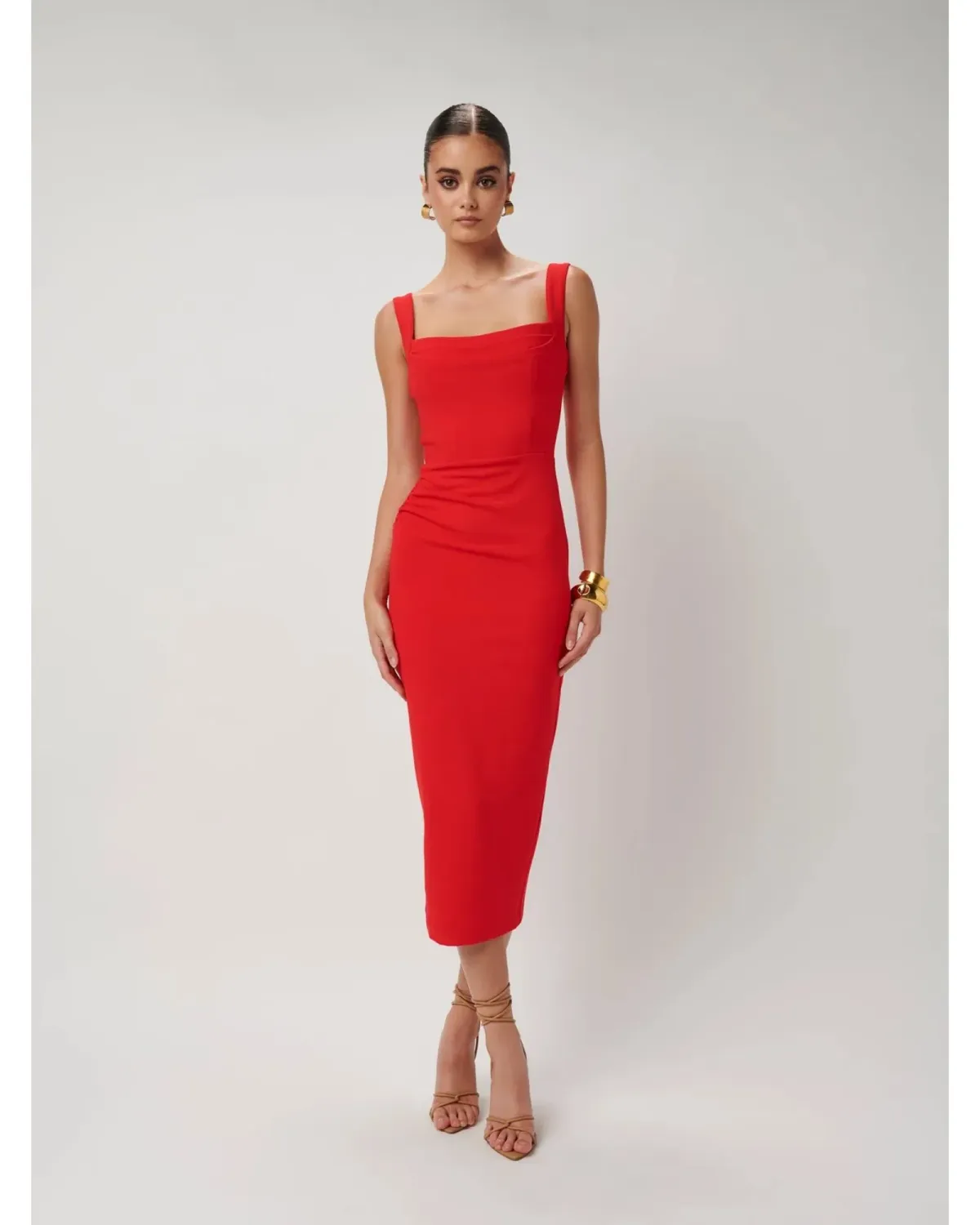 Effie Kats Marbella Dress In Cherry Red Size AU 10 - Image 1