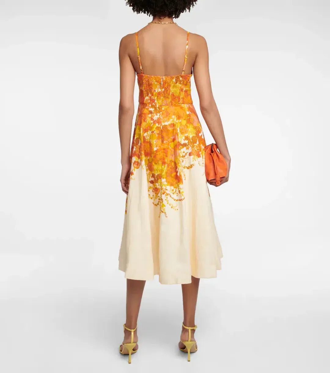 Zimmermann High Tide Picnic Midi Dress Citrus Ikat Size 0 / AU 8 for rent on The Volte - main image