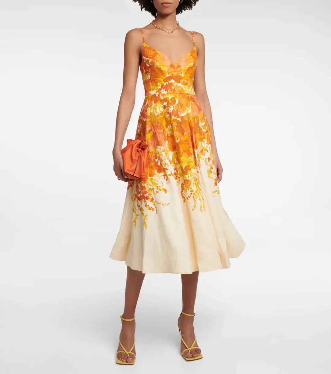 Zimmermann High Tide Picnic Midi Dress Citrus Ikat Size 0 / AU 8 for rent on The Volte - main image
