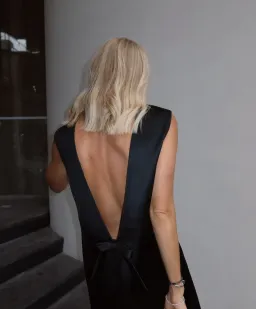 Helsa Studios Heavy Satin Mini Dress in Black Size M for rent on The Volte - image 4