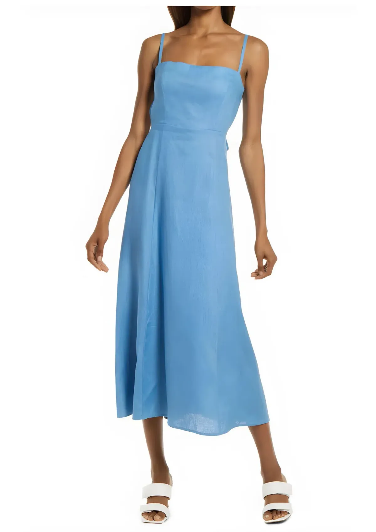 Reformation Starfruit Linen Midi Dress in Parisian Blue Size 8 - Image 1