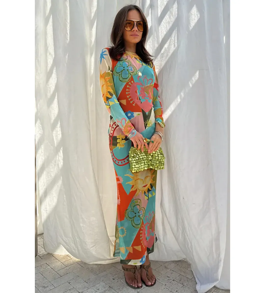 Never Fully Dressed Sundazed Summer Mesh Dress Multi Size 18 for rent on The Volte - main image