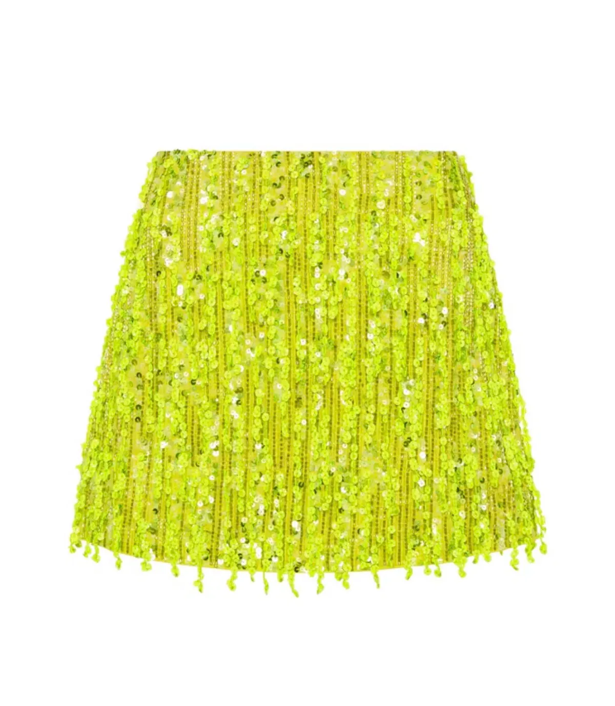 Aje Sequin Micro Mini Skirt Chartreuse Green Size 8 - Image 3