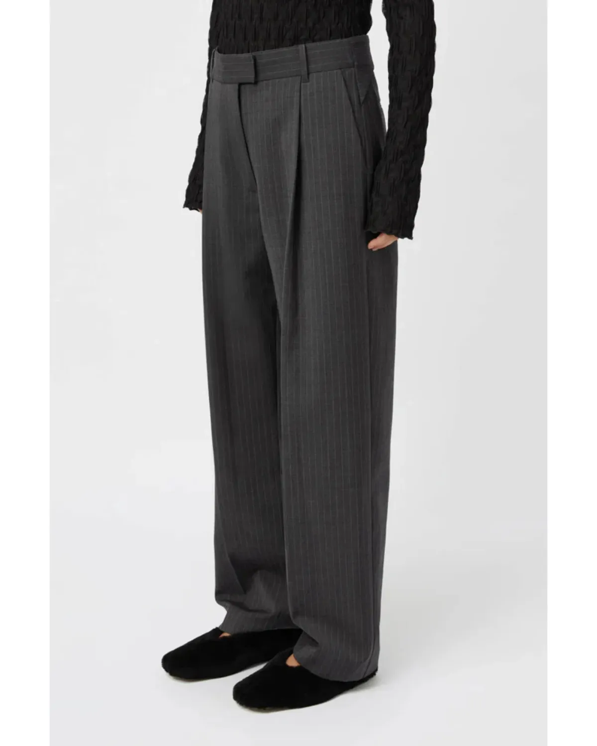 Camilla and Marc Brancusi Blazer and Pant Set Charcoal Pinstripe Size AU 8 - Image 5