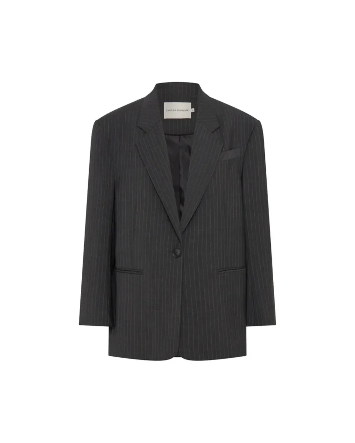 Camilla and Marc Brancusi Blazer and Mini Skirt Set Charcoal Pinstripe Size AU 8 - Image 4