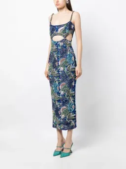 Rachel Gilbert Piper Beaded Midi Dress Ocean Blue Size AU 8 for rent on The Volte - image 1