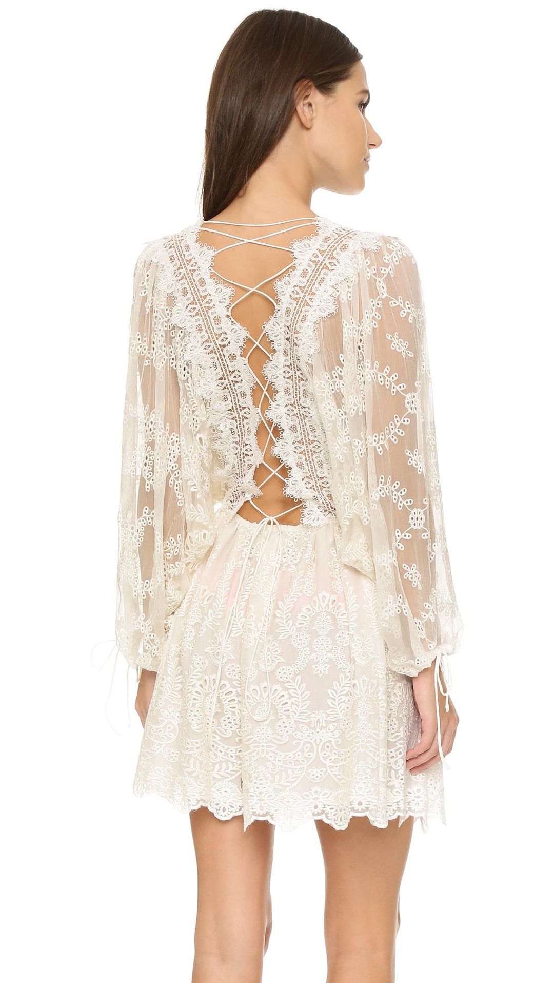 Zimmermann Alchemy Twine Embroidery Mini Dress Cream Size 8 for rent on The Volte - main image