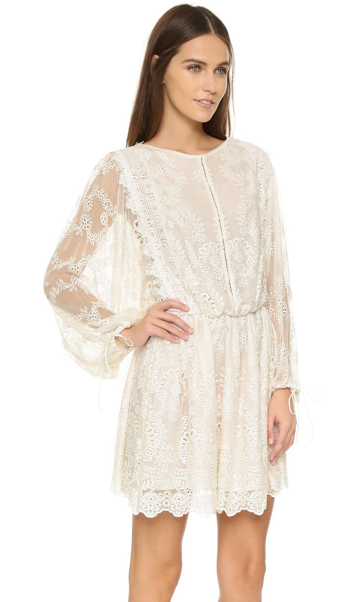 Zimmermann Alchemy Twine Embroidery Mini Dress Cream Size 8 for rent on The Volte - main image