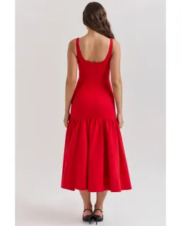 House Of CB Amore Dropped Waist Midi Dress Scarlet Size AU 12 for rent on The Volte - image 3