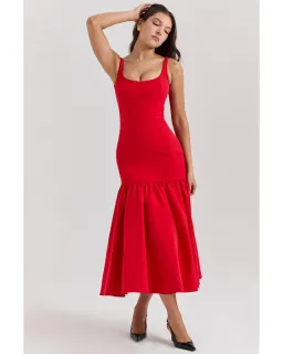 House Of CB Amore Dropped Waist Midi Dress Scarlet Size AU 12 for rent on The Volte - image 1