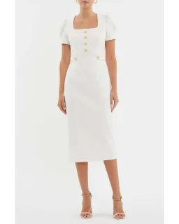 Rebecca Vallance Clarisse Midi Dress in Ivory Size AU 8 for rent on The Volte - image 1
