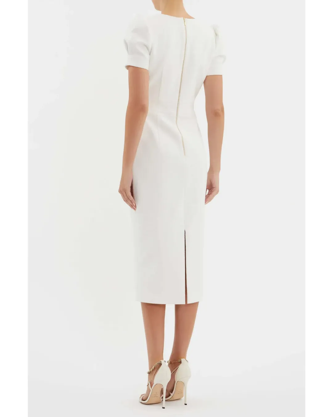 Rebecca Vallance Clarisse Midi Dress in Ivory Size AU 8 for rent on The Volte - main image