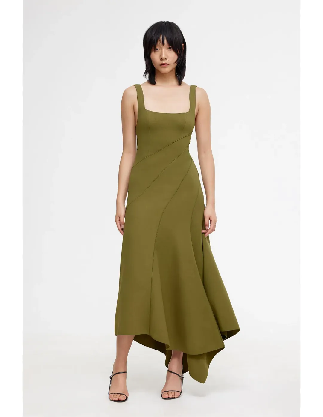 Acler Rowe Midi Dress in Olive Green Size 12 for rent on The Volte - main image