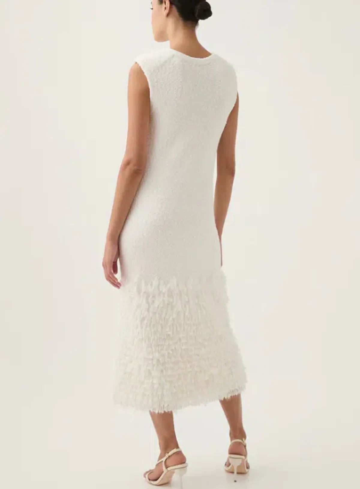 Aje Dimension Knit Midi Dress Ivory Size 12 - Image 3