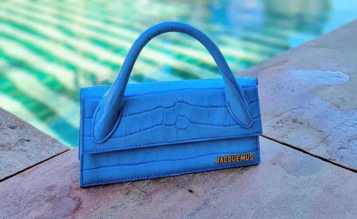 Jacquemus Le Chiquito Long Bag in Croc Blue - Image 4