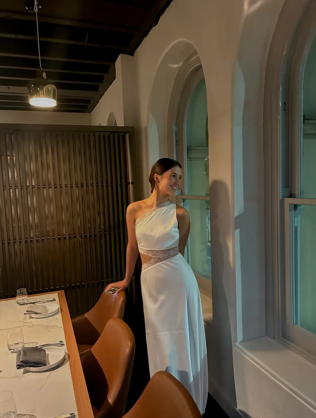 MISHA Jillian Satin & Lace Gown Ivory Size 8/S - Image 4