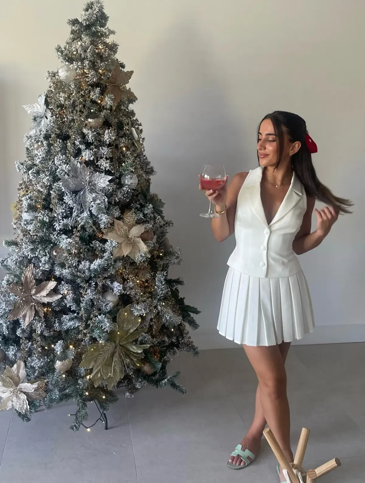 Meshki Mura Suiting Vest & Pleated Mini Skirt Set Ivory Size XS / AU 6 - Image 5