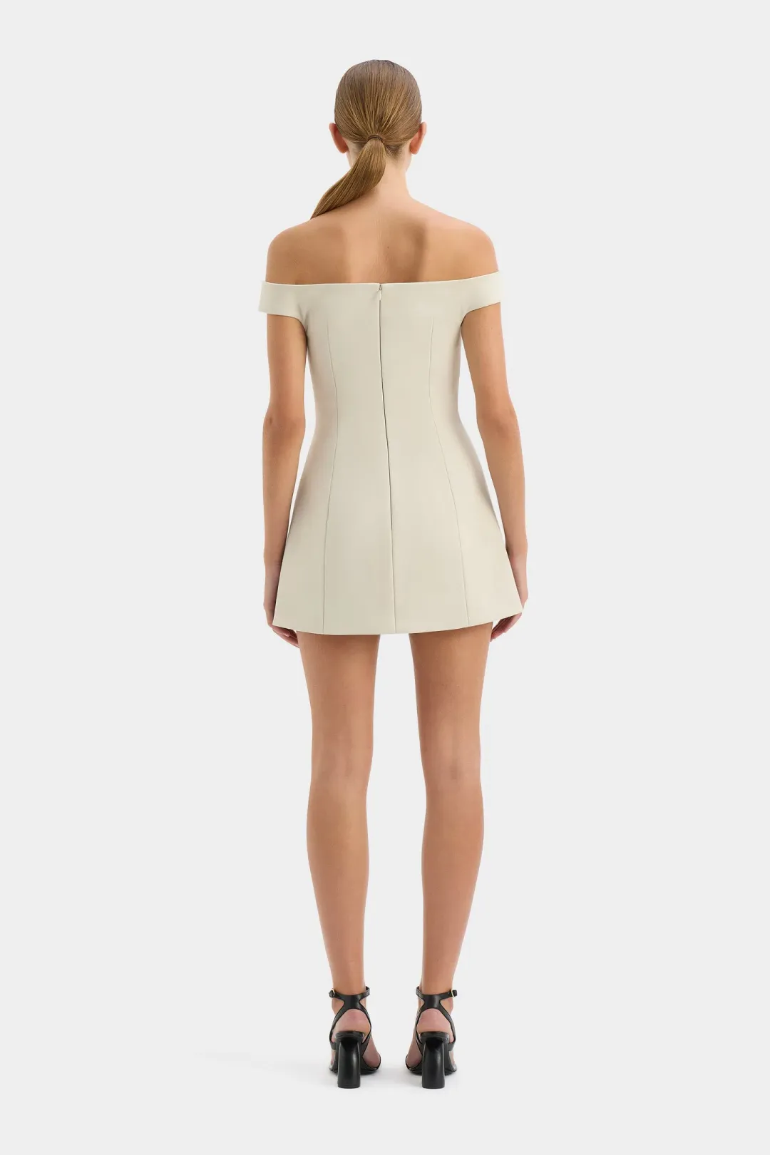 Sir the Label Sandrine Off Shoulder Mini Dress Ecru Size 1/Au 8 for rent on The Volte - main image