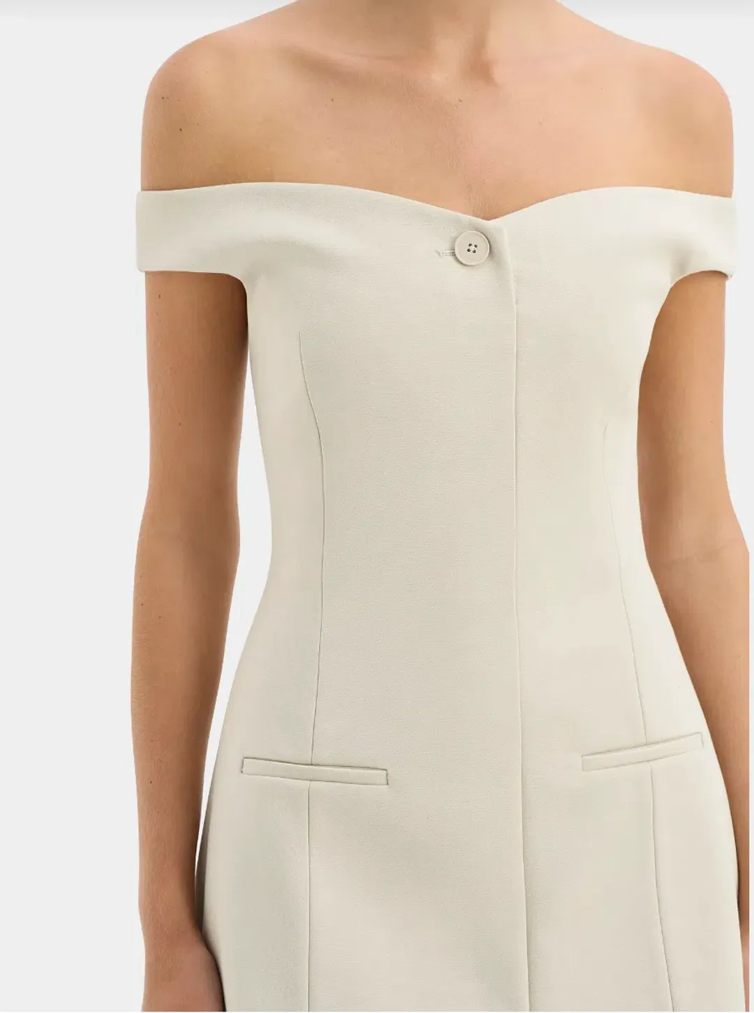 Sir the Label Sandrine Off Shoulder Mini Dress Ecru Size 1/Au 8 for rent on The Volte - main image