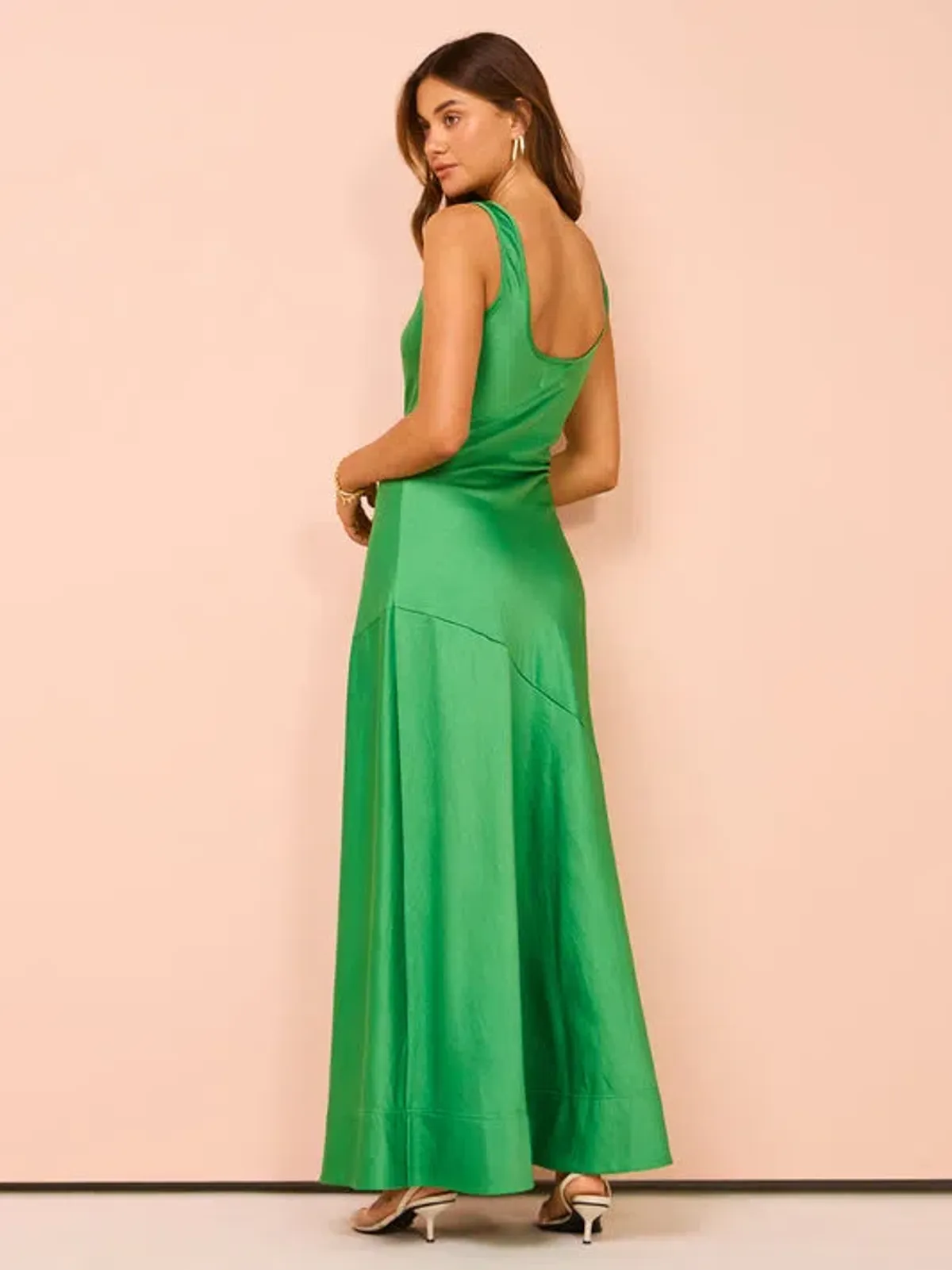 By Nicola Beneath the Stars Bias Cut Slip Dress Verde Size 16 - Image 3