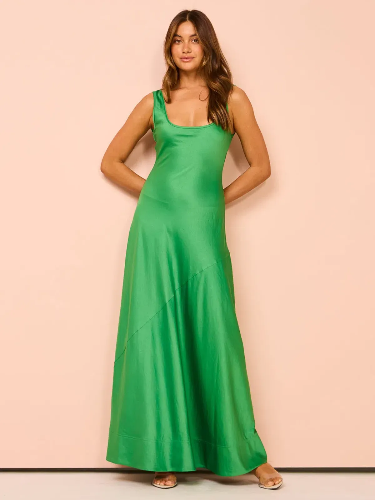 By Nicola Beneath the Stars Bias Cut Slip Dress Verde Size 16 - Image 1