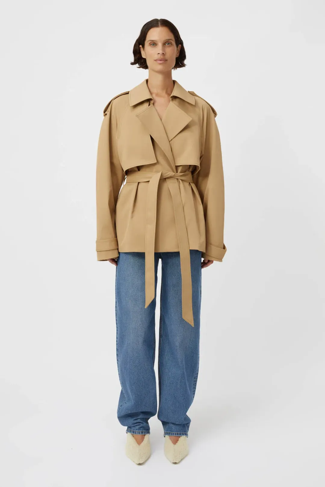 Camilla and Marc Burdock Oversized Trench Jacket in Latte Beige Size XS / AU 6 for rent on The Volte - main image