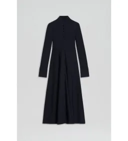 Scanlan Theodore Crepe Knit Button Polo Midi Dress in Navy Size 6 for rent on The Volte - image 4