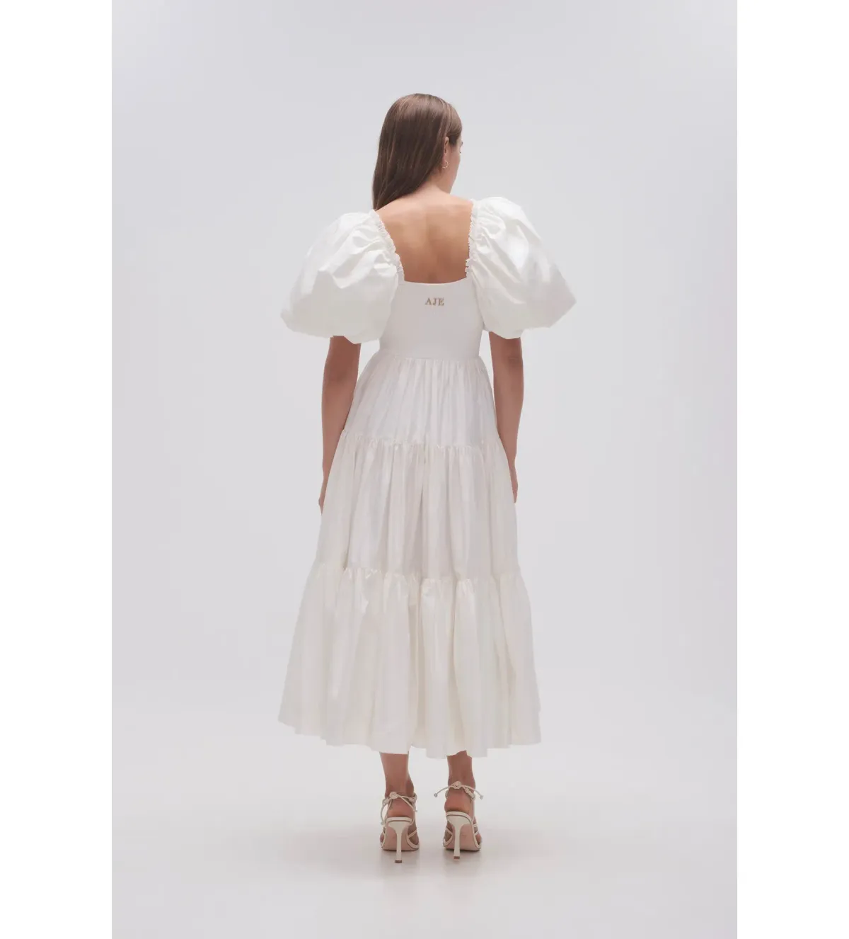 Aje Casa Puff Sleeve Midi Dress White Size 10 - Image 3