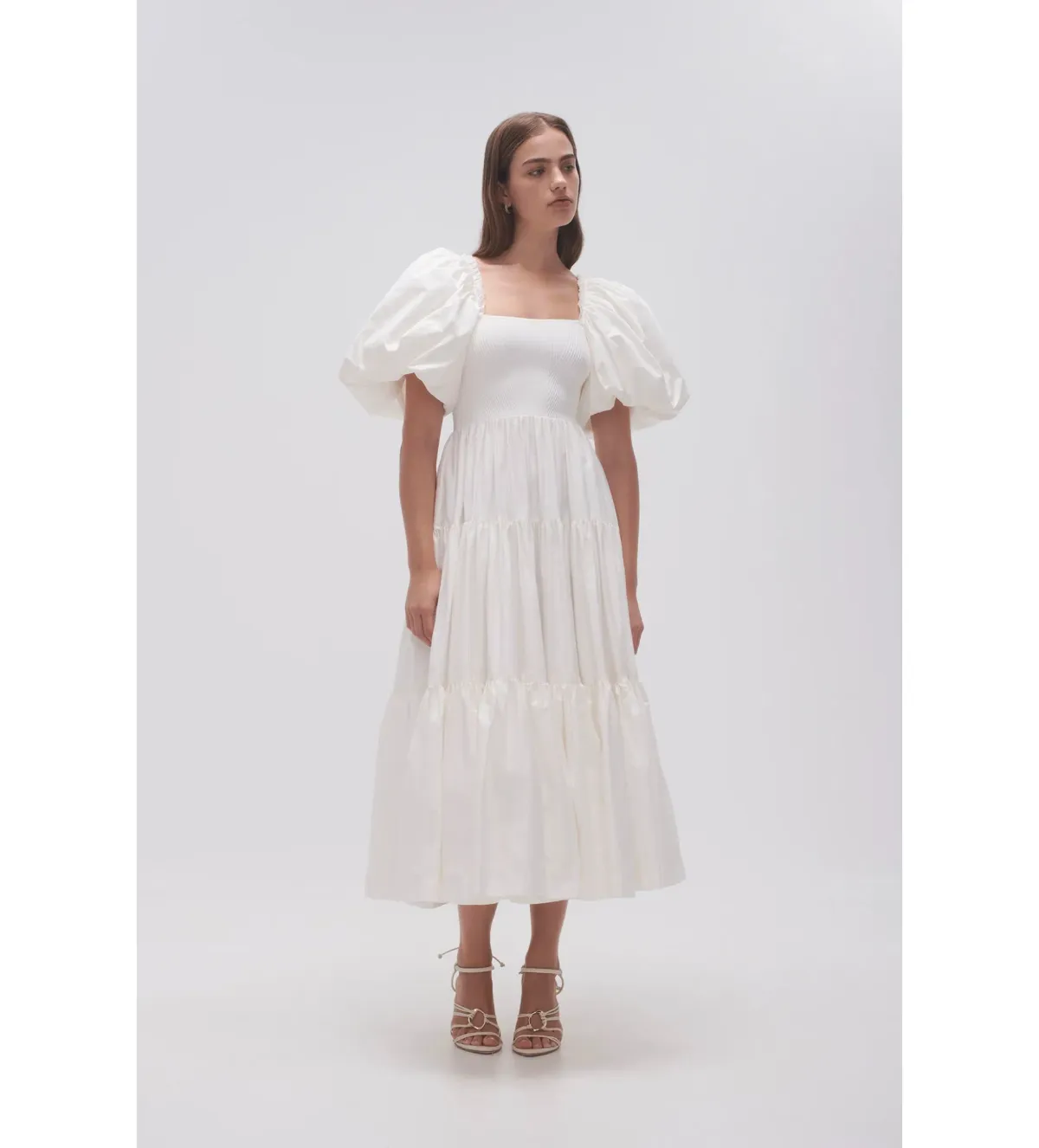 Aje Casa Puff Sleeve Midi Dress White Size 10 - Image 1