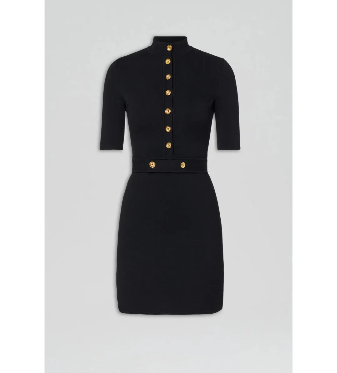 Scanlan Theodore Crepe Knit Mini Button Dress Black Size 8/S for rent on The Volte - main image