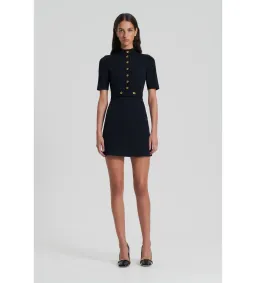 Scanlan Theodore Crepe Knit Mini Button Dress Black Size 8/S for rent on The Volte - image 1