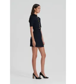 Scanlan Theodore Crepe Knit Mini Button Dress Black Size 8/S for rent on The Volte - image 2