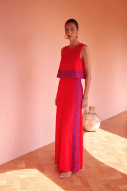 Mister Zimi Charlie Jumpsuit in Rhubarb Ric Rac Size 10 AU for rent on The Volte - image 1