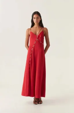 Aje Riddle Button Down Maxi Dress Red Size 12 for rent on The Volte - image 4