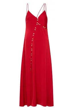 Aje Riddle Button Down Maxi Dress Red Size 12 for rent on The Volte - image 5