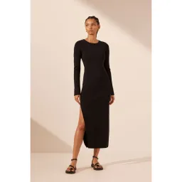 Shona Joy Basic Long Sleeve Open Back Midi Dress Black Size M / AU 10 for rent on The Volte - image 1