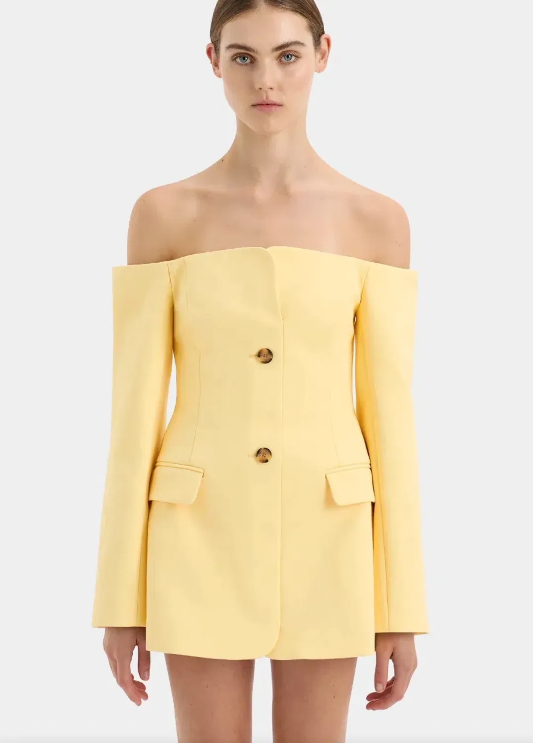 Sir the Label Sandrine Tailored Mini Dress in Limone Size 1 / AU 8 for rent on The Volte - main image