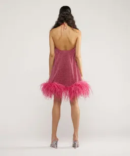 Oseree Lumière Plumage Necklace Short Dress in Raspberry Size S/M for rent on The Volte - image 2