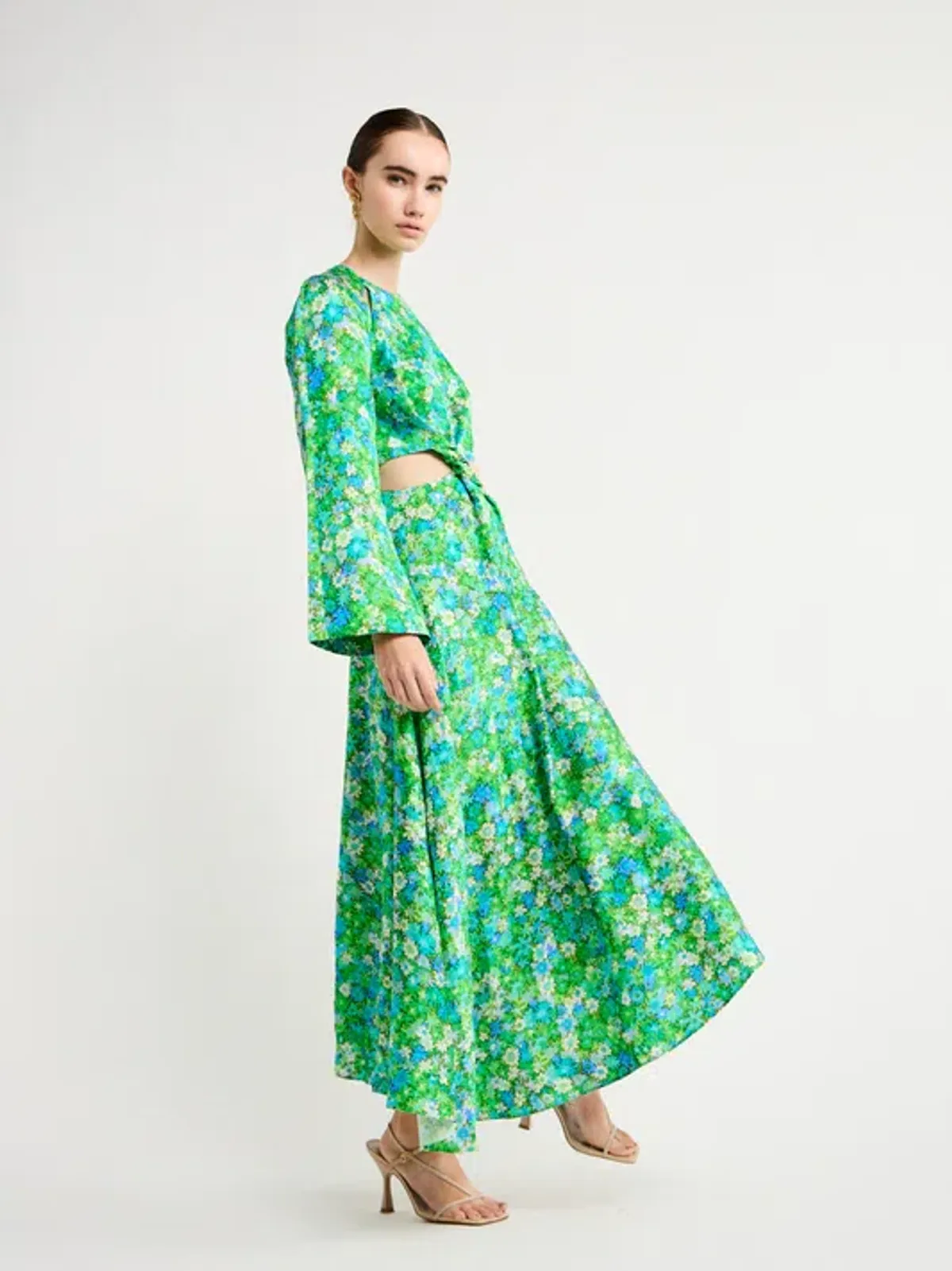 Alemais Cassandra Cut Out Midi Dress Turquoise Floral Size 10 AU - Image 2