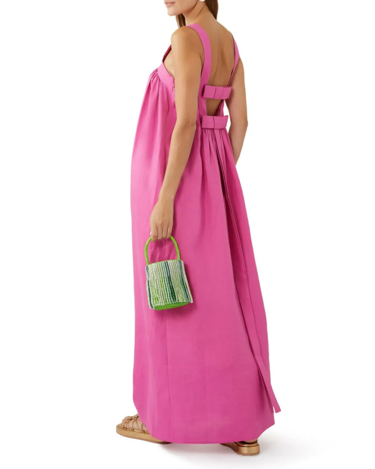 Oroton Bow Detail Sundress Fuchsia Pink Size AU 14 - Image 2
