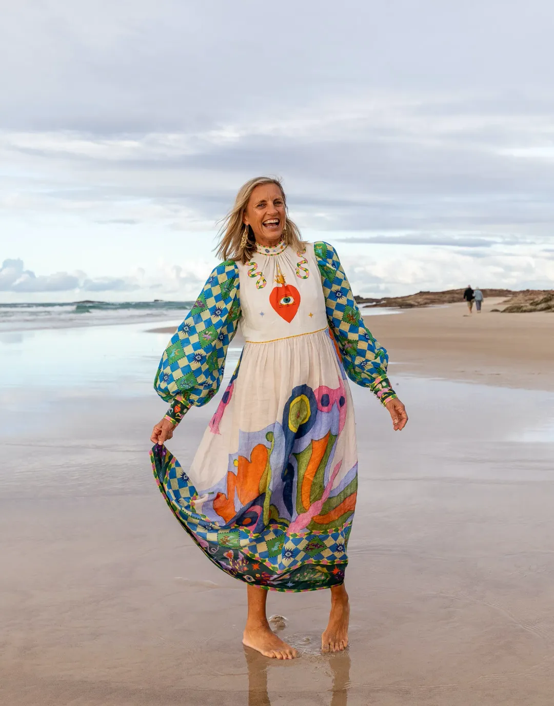 Alemais Lou Balloon Sleeve Midi Dress Multi Size AU 14 for rent on The Volte - main image