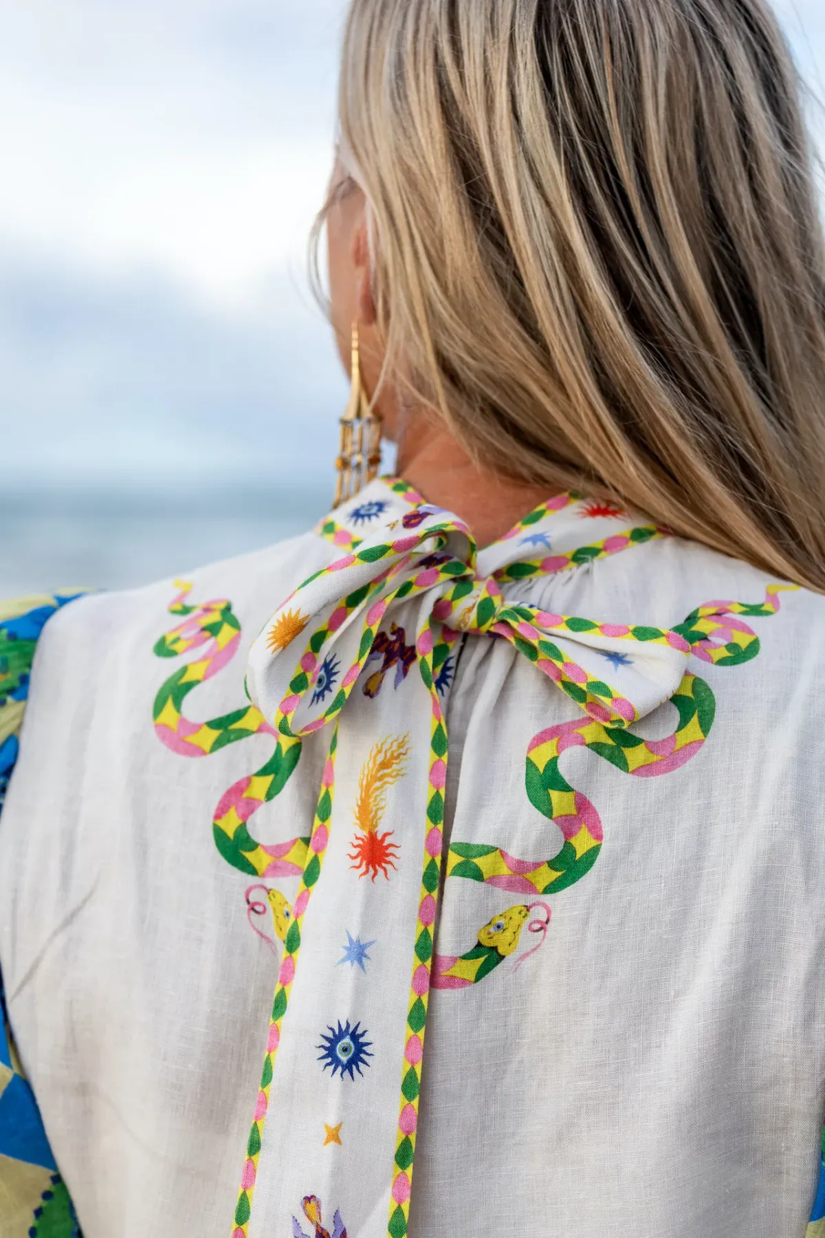 Alemais Lou Balloon Sleeve Midi Dress Multi Size AU 14 - Image 5