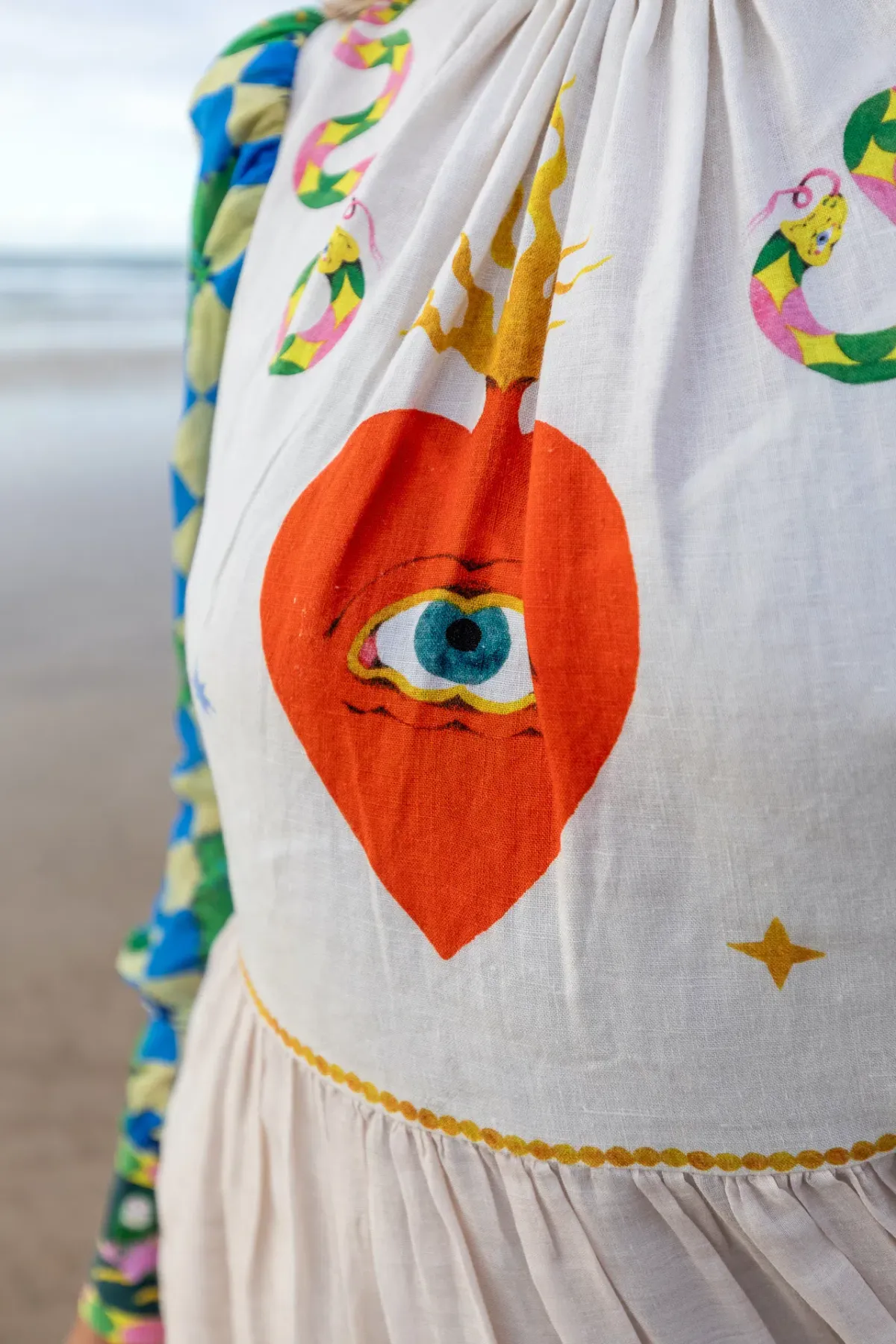 Alemais Lou Balloon Sleeve Midi Dress Multi Size AU 14 - Image 7