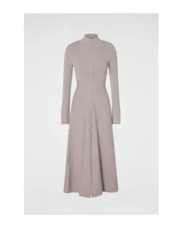 Scanlan Theodore Crepe Knit Button Dress Oyster Size AU 10 for rent on The Volte - image 3